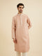 Manyavar Dusty Pink Jaal Patterned Kurta Set with Floral Butas