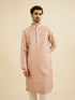 Manyavar Dusty Pink Jaal Patterned Kurta Set with Floral Butas