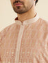 Manyavar Dusty Pink Jaal Patterned Kurta Set with Floral Butas