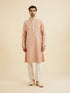 Manyavar Dusty Pink Jaal Patterned Kurta Set with Floral Butas
