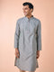 Manyavar Dark Grey Chanderi Kurta Pajama