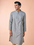 Manyavar Dark Grey Chanderi Kurta Pajama