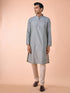 Manyavar Dark Grey Chanderi Kurta Pajama