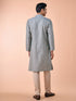 Manyavar Dark Grey Chanderi Kurta Pajama