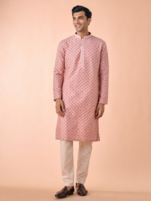 Manyavar Graceful Dusty Pink Kurta Pajama