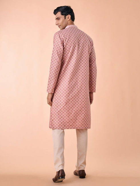 Manyavar Graceful Dusty Pink Kurta Pajama