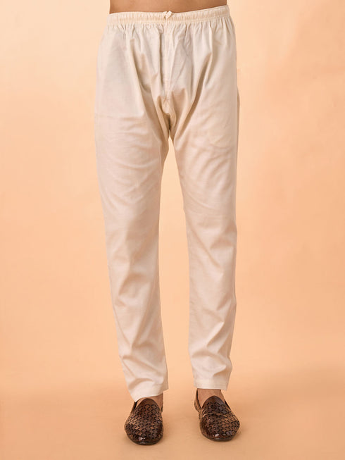 Manyavar Cream Elegance Kurta Pajama