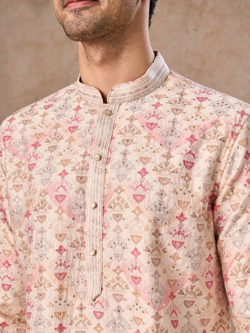 Manyavar Peachy Elegance Kurta Pajama