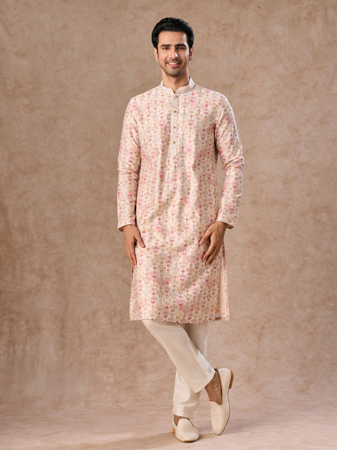 Manyavar Peachy Elegance Kurta Pajama
