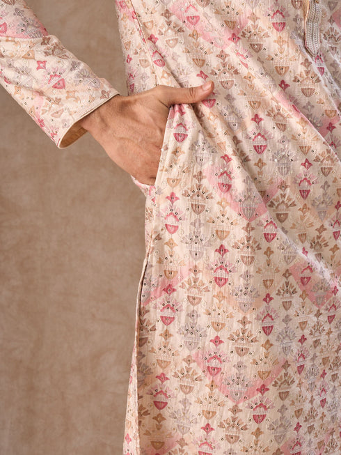 Manyavar Peachy Elegance Kurta Pajama