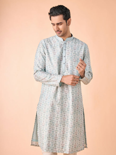 Manyavar Regal Aqua Green Kurta Pajama