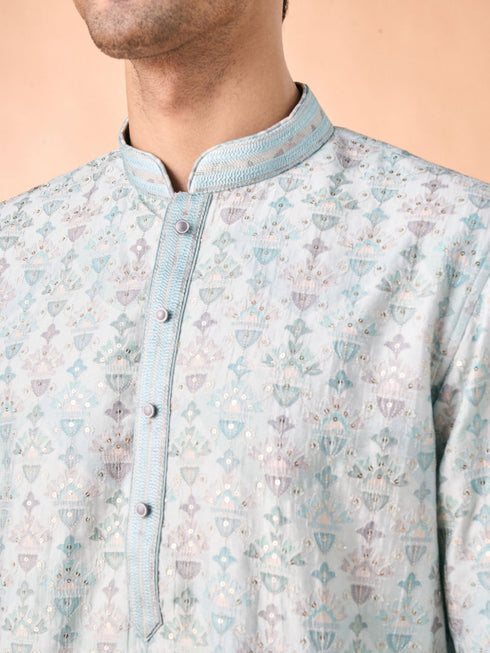 Manyavar Regal Aqua Green Kurta Pajama