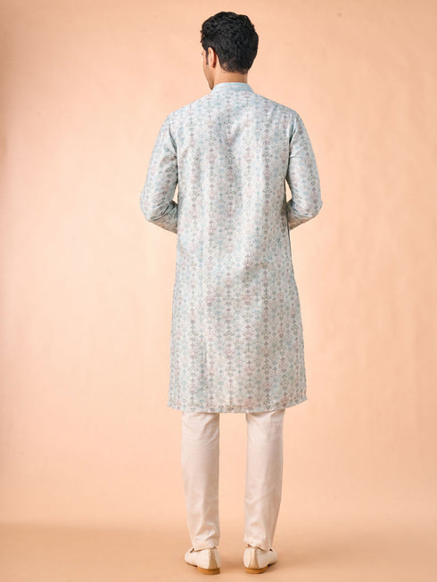 Manyavar Regal Aqua Green Kurta Pajama