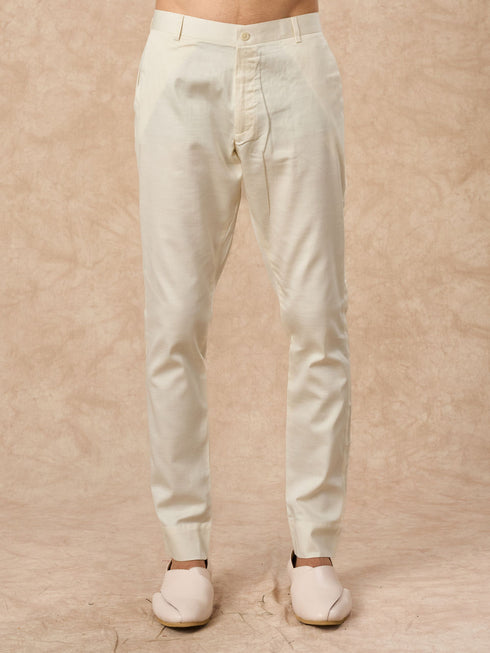 Manyavar Peach Blended Viscose Kurta Pant