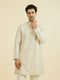 Manyavar Cream Thread Embroidered Kurta Pajama Set