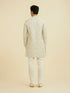 Manyavar Cream Thread Embroidered Kurta Pajama Set