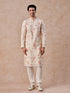Manyavar Cream Elegance Chanderi Kurta Churidar