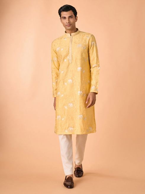 Manyavar Saffron Splendor Kurta Pajama