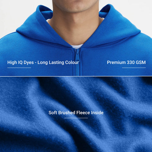 XYXX Crew Oversized Zipper Hoodie - Campus Blue