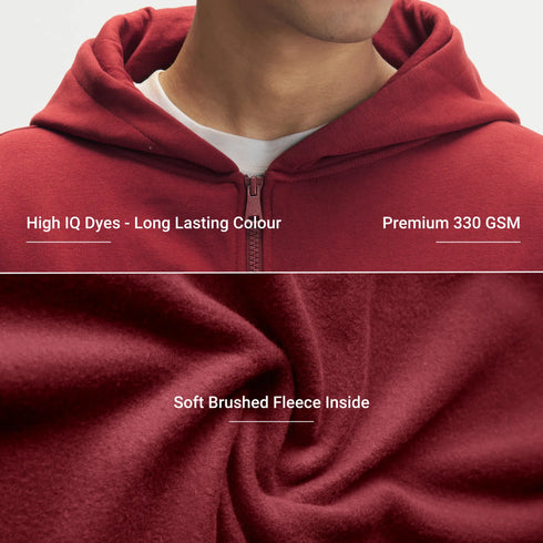 XYXX Crew Oversized Zipper Hoodie - Varsity Red