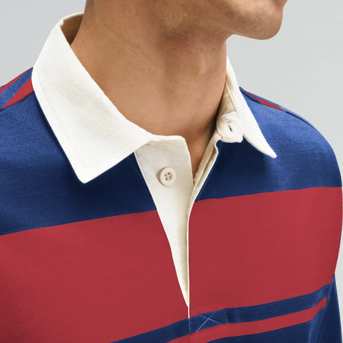 XYXX Rugby Polo T-shirt - Varsity Red & Blue Nights