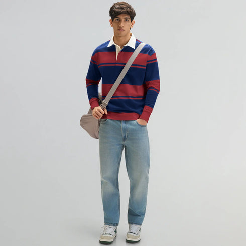 XYXX Rugby Polo T-shirt - Varsity Red & Blue Nights
