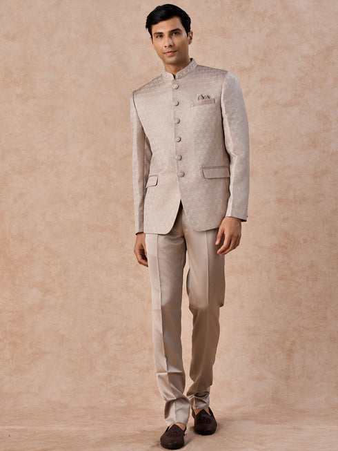 Manyavar Natural Elegance Beige Jodhpuri Suit