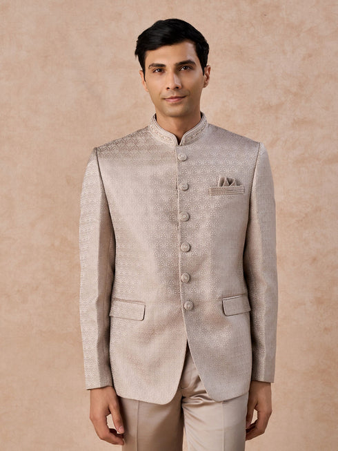 Manyavar Natural Elegance Beige Jodhpuri Suit