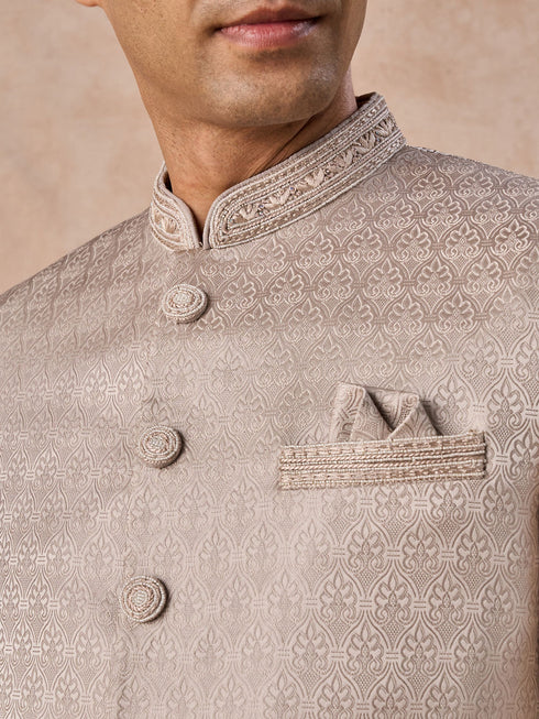 Manyavar Natural Elegance Beige Jodhpuri Suit
