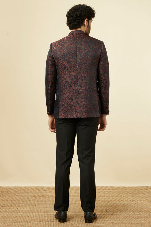 Manyavar Smokey Black Paisley Patterned Suit