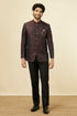 Manyavar Smokey Black Paisley Patterned Suit