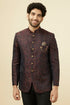Manyavar Smokey Black Paisley Patterned Suit