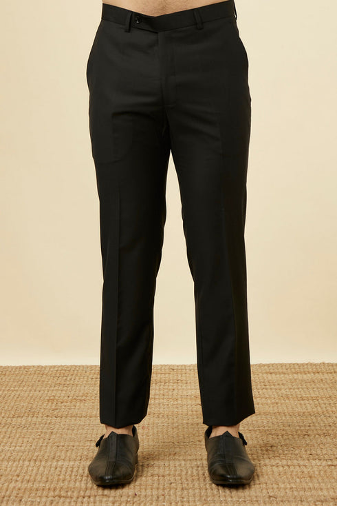Manyavar Smokey Black Paisley Patterned Suit