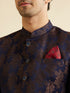 Manyavar Dark Blue Floral Jaal Patterned Jodhpuri Set