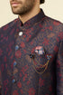 Manyavar Navy Blue Floral Patterned Suit
