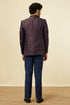 Manyavar Navy Blue Floral Patterned Suit