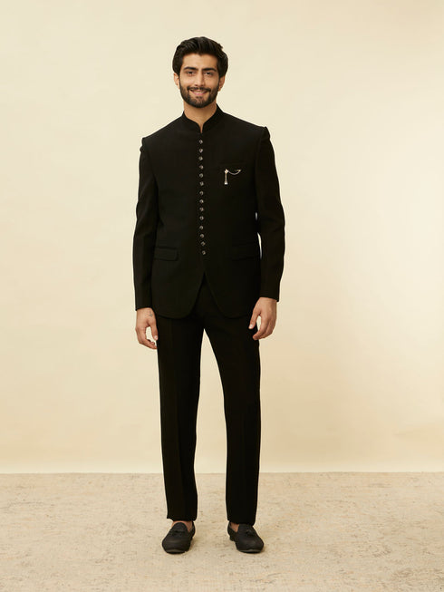 Manyavar Rich Black Classic Jodhpuri Suit