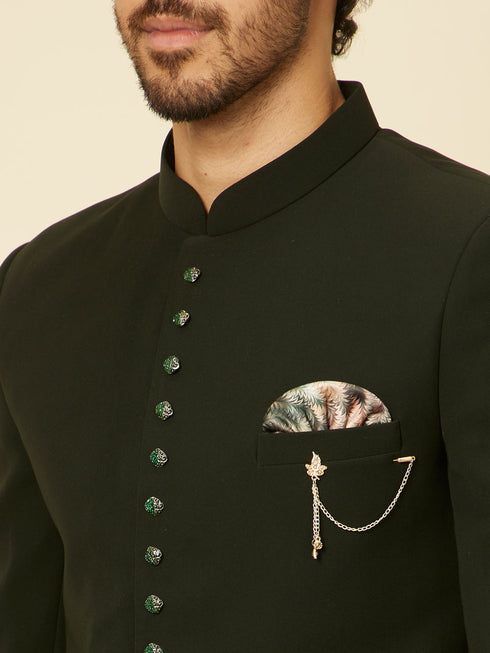 Manyavar Classic Dark Green Jodhpuri Suit