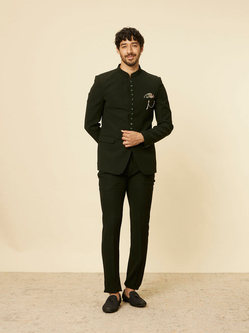 Manyavar Classic Dark Green Jodhpuri Suit