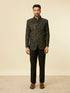 Manyavar Dark green bel Buti Patterned Suit Set