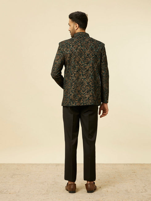 Manyavar Dark green bel Buti Patterned Suit Set