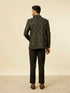 Manyavar Dark green bel Buti Patterned Suit Set