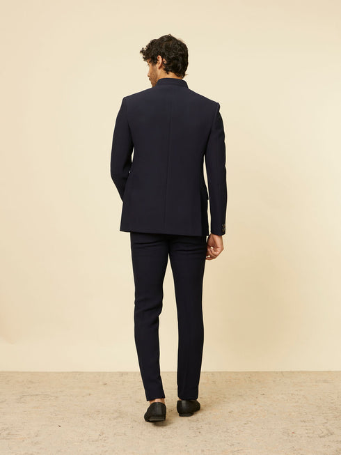 Manyavar Classic Dark Blue Jodhpuri Suit