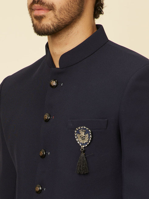 Manyavar Classic Dark Blue Jodhpuri Suit