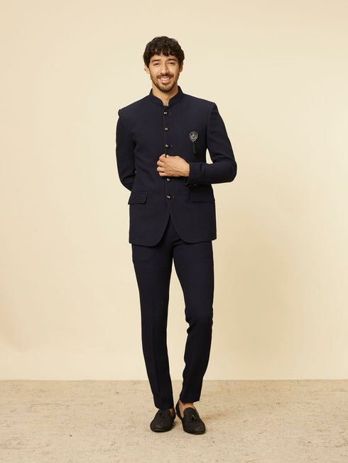 Manyavar Classic Dark Blue Jodhpuri Suit