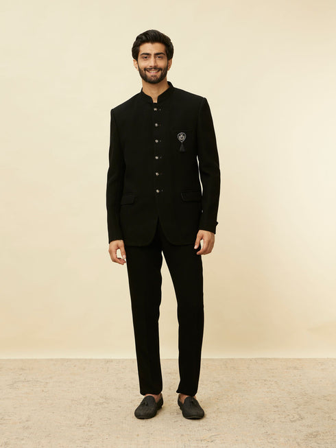 Manyavar Charcoal Black Classic Jodhpuri Suit