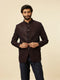 Manyavar Dark Blue Dark Brown Sequin Embellished Jodhpuri Suit