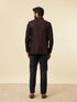 Manyavar Dark Blue Dark Brown Sequin Embellished Jodhpuri Suit