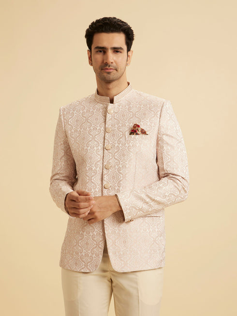Manyavar Peach Elegance Jodhpuri Suit