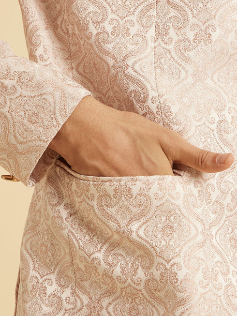 Manyavar Peach Elegance Jodhpuri Suit
